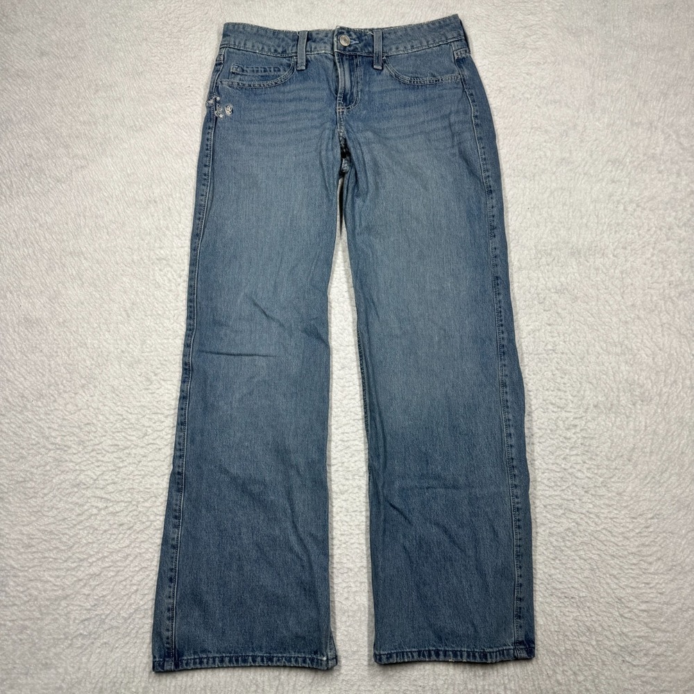 Hollister Low Rise Baggy Jeans Blue‎ Denim Pants Women's Size 2R (30x30)